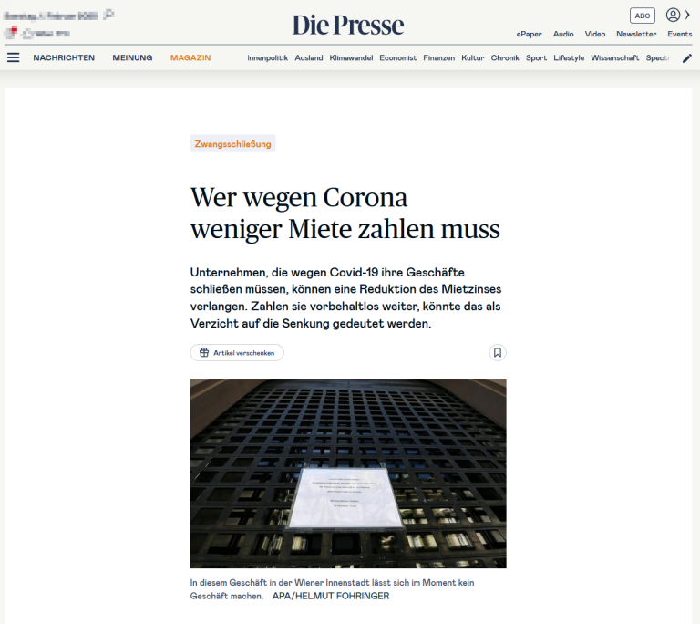 Wer wegen Corona weniger Miete zahlen muss